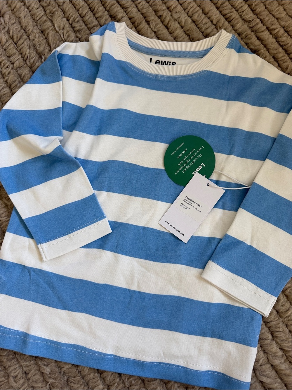 Lewis Kids' Sky Blue & White Striped Long-Sleeve Tee